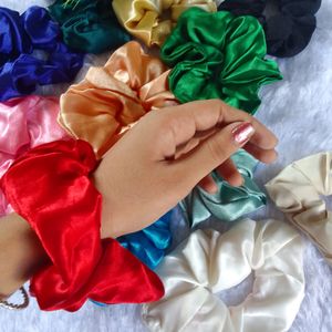 Hair Scrunchies Silk Like New Pack Of 12 (200 )Rs