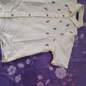 Zink Brand Beautiful Flower Embroidered Top