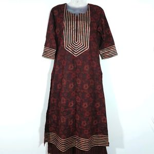 Maroon Printed Kurta Set (Women's)