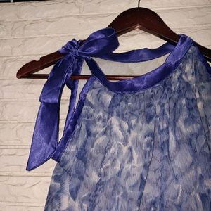 Satin Bow Blue Top