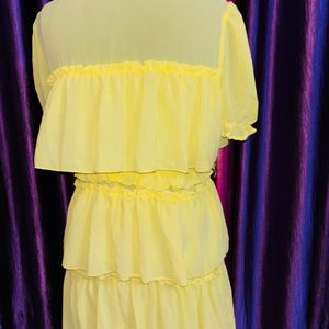 Lime Yellow Frill Dress