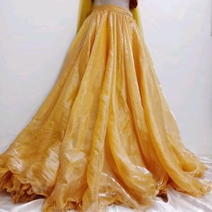 Organza Mustard Lehenga Choli