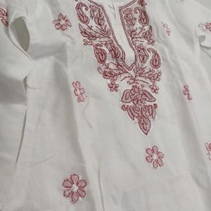 White Chickankari Handwork Kurta