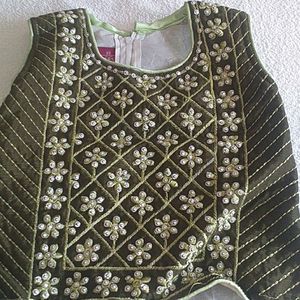 Olive Green Kids Choli...