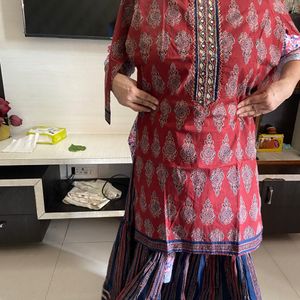 Maroon Kurta With Sharara