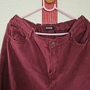 New Mom Fit Jeans / Denim - MAROON