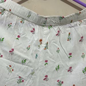 Women White Floral Shorts