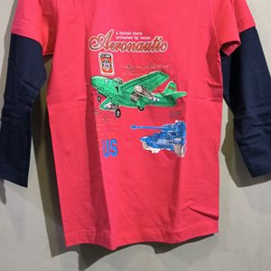 Pink Colour Full Sleeves T-Shirt For Children