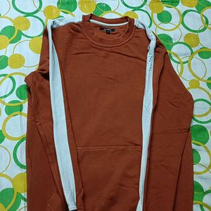 Orange Sweatshirt With White Stripe