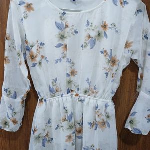 Floral Design Chinched Waist Top