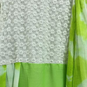 Green End White Multi Colour Dress