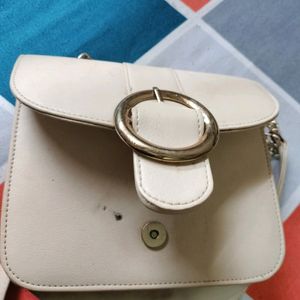 Nude Classy Sling Bag With Buckle