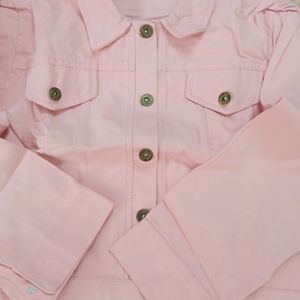Cotton Denim Material Light Pink Jacket