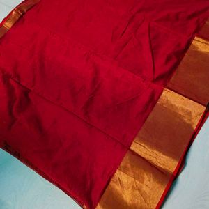 Red Colour Banarasi Silk Pattu Border Saree