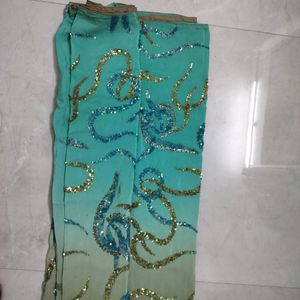 Sky Blue And Pistsa Colour Mix Saree