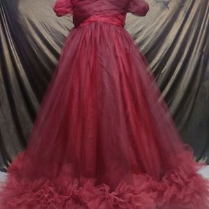 Designer Ruffle Gown Beautiful Look