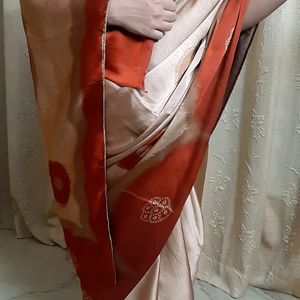 Orange Brown Satin Saree🔥☄🍁