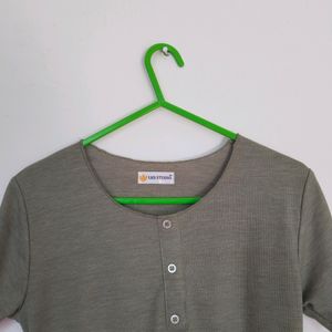 Unbrand, Green Colour Simple Tops For Women