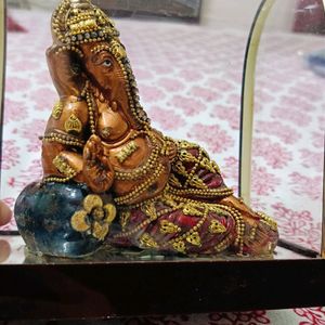 Fibreglass Goldplated Lord Ganpati Idol With Frame