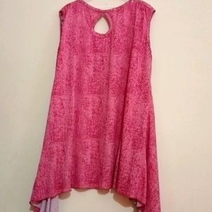 Women A -line Pink And White Polka Dot Top