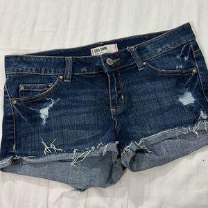 Navy Blue Shorts/ Hot Pants In Distressed Look