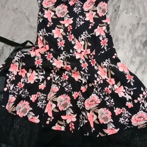 Flowers Flowler Pink Frock For Women With Fitting ropes.