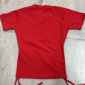 Bright Red Color Fitted Top. Nice Fit