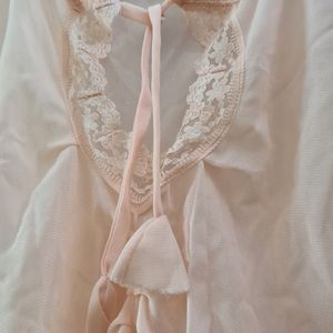 Pretty peach lacy flowy delicate soft night suit