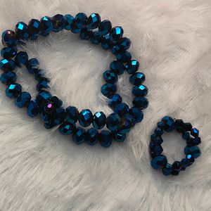 Blue Multi Crystal Bracelet & Ring Combo