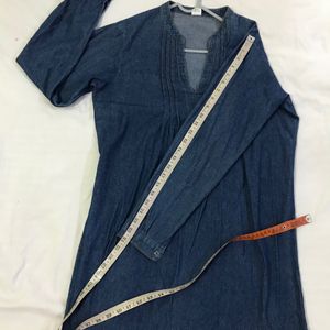 Cotton Denim Short Dress Size M