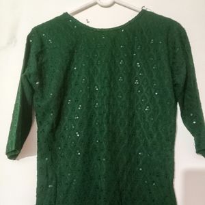 Sequins Work Green Kurti