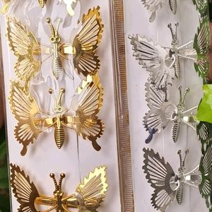 12 Pcs Gold and Silver Metal 3D Butterfly For Girl