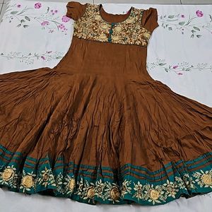 Chocolate And Rama Blue Full Flair Anarkali