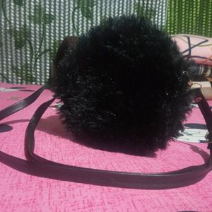 Women Black Fur Slingbag