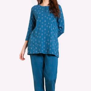 Zivame Scribbled Meadows Knit Cotton Pyjama Set