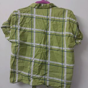 Ajio Cheked Shirt Top With Tie Up