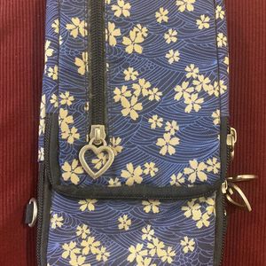 Navy Blue Floral Hand Purse