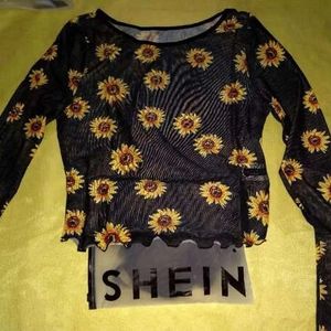 Shein Mesh Sunflower Top