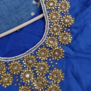 Blue Embroidery Work Kurta