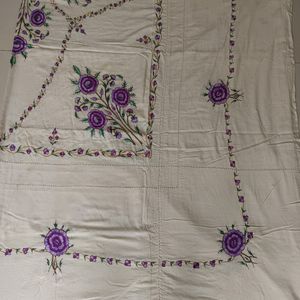 Unused Cotton Double Bedsheet With Embroidery