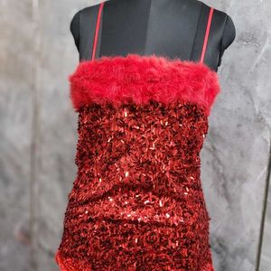 Red Sequins Mini Dress