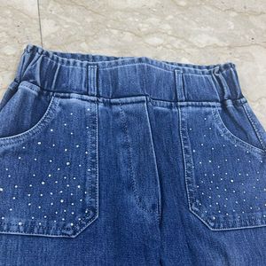 Girls Kids Branded Stone Work Jeans