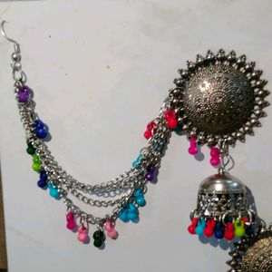 Oxidised Mang Tikka With Earing