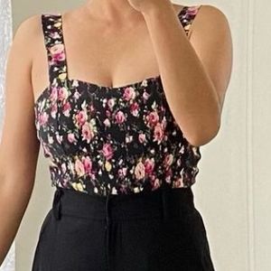 Black Top With Smoked Floral Design