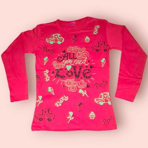 💃Girl's Full Sleeve T-shirt 30 Inch Red