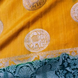 Dussehra Traditional Elephant Design Banarasi Silk