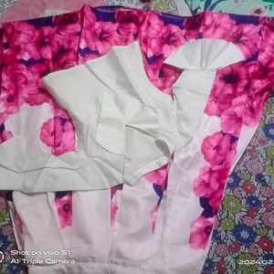 Pink N White Skirt With Top