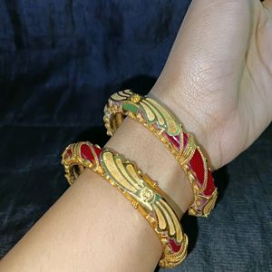 Gold plated Red Pola Bangles