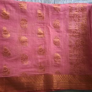 pink silk saree