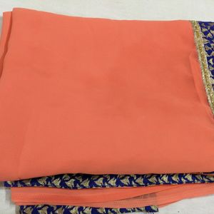 Coral Border Saree With Blouse